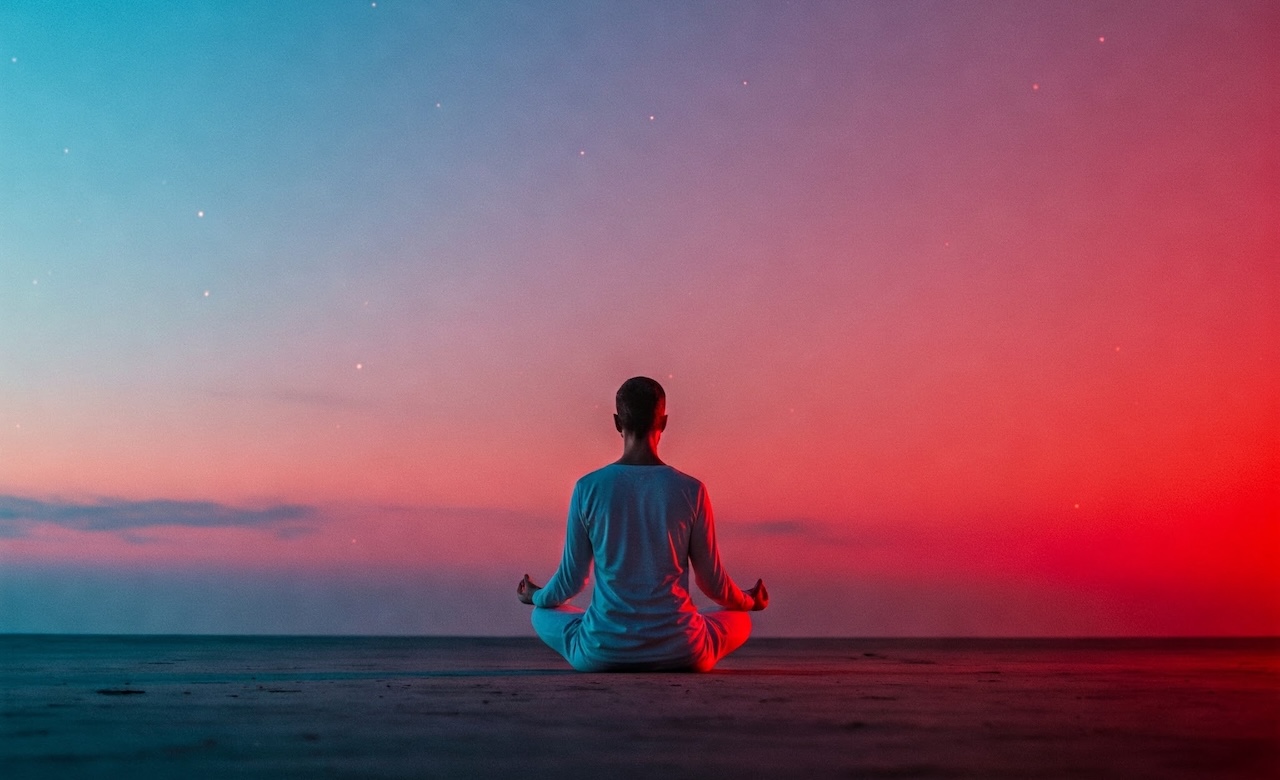 Person meditating in a peaceful environment, representing mindfulness and mental wellness